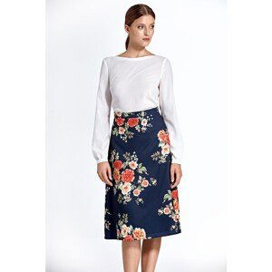 Colett Woman's Skirt Csp05 Flowers Navy Blue