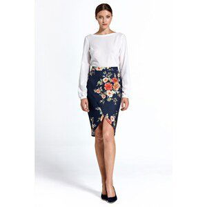 Colett Woman's Skirt Csp06 Flowers Navy Blue