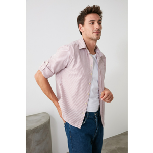Trendyol Burgundy Male Striped Striped Slim Fit Shirt