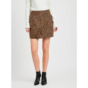Hnedá sukňa s leopardím vzorom VILA Junila