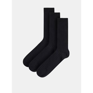 Balenie troch párov čiernych ponožiek Selected Homme Pete