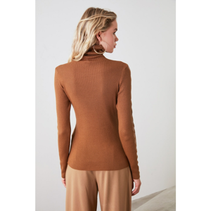 Trendyol Brown Transparent Detailed Knitwear Sweater