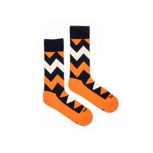 Oranžové vzorované ponožky Fusakle Cikcak tmavy