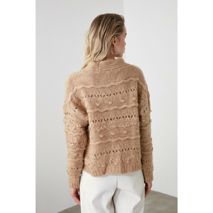 Trendyol Camel Knitted Detailed Knitwear Cardigan