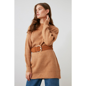 Trendyol Camel Bike Collar Oversize Knitwear Sweater