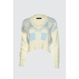 Trendyol Ecru Crop Soft Textured Patterned Knitwear Sweater