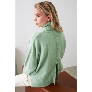 Trendyol Mint Back ZipperEd Knit Sweater