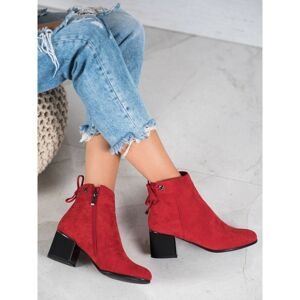GOODIN RED SUEDE ANKLE BOOTS
