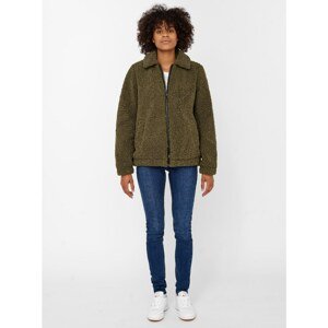 Noisy May Gabi Green Jacket with Artificial Fur