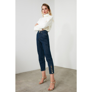 Trendyol Indigo Button Detailed High Waist Straight Jeans