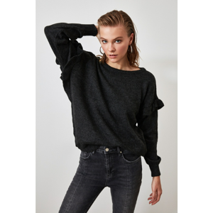 Trendyol Anthracite Arm Volli Back Detailed Knit Sweater
