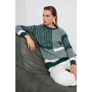 Trendyol Green Mesh Block Knit Sweater