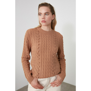 Trendyol Camel Pompom Knitting Detailed KnitSweater