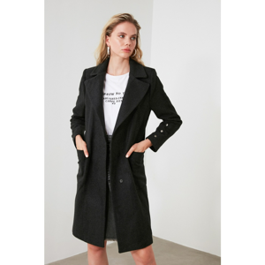 Trendyol Anthracite Metal Accessory Detailed Stamp Coat