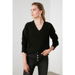 Trendyol Black V Collar Knit Sweater
