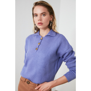 Trendyol Purple Polo Collar Knit Sweater