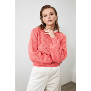 Trendyol Pink Blindlace Detailed Knit Sweater