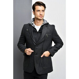K7540 DEWBERRY MALE COAT-PATTERNED ANTHRACITE