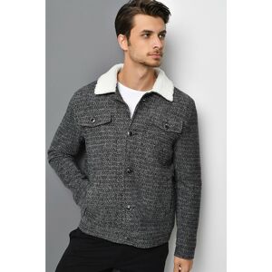 K7541 DEWBERRY MEN's COAT-PATTERNED BLACK