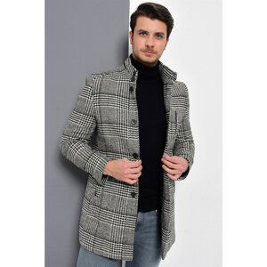 PLT8386 DEWBERRY MEN's COAT-PATTERNED BLACK