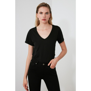 Trendyol Black and White and Anthracite 3 Pack V Collar Basic Knitted Shirt