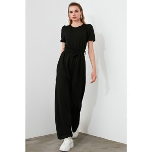 Trendyol Black Belted Knitted Jumpsuit