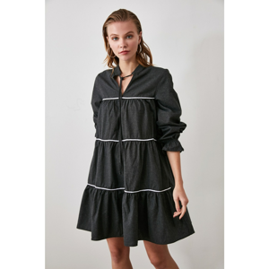 Trendyol Anthracite Ribbon Detailed Wide Cut Dress