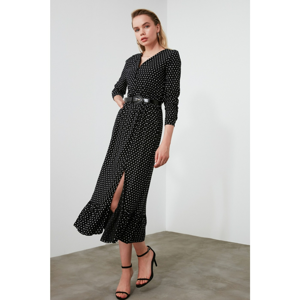 Trendyol Black Button Detailed Polkado dress