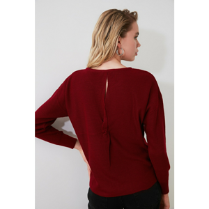 Trendyol Burgundy Back Ruffle Detailed Knitwear Sweater