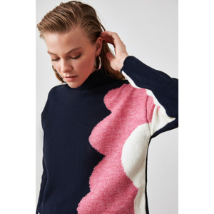 Trendyol Navy Patterned Knitwear Sweater
