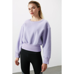 Trendyol Lila Balloon Sleeve Crop Knitted Sweatshirt
