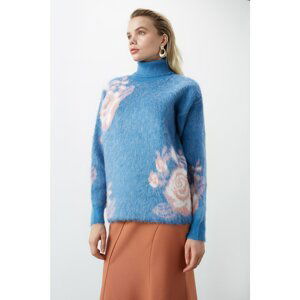 Trendyol Blue Jacquard Knitwear Sweater
