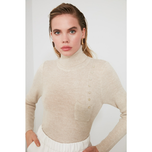 Trendyol Stone Button Detailed Knitwear Sweater