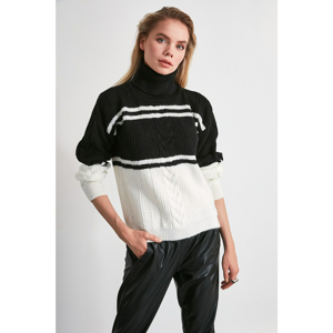 Trendyol Black-Colored Block Fishing Collar Knit Sweater