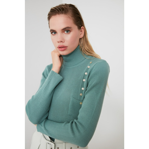 Trendyol Mint Button Detailed Knitwear Sweater
