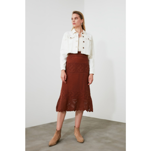 Trendyol Brown Mesh Detailed Knitwear Skirt