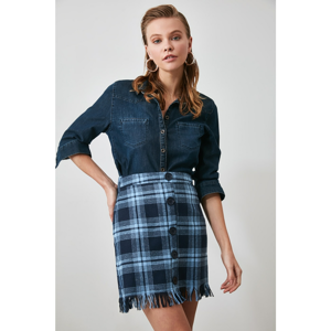 Trendyol Indigo Plaid Skirt