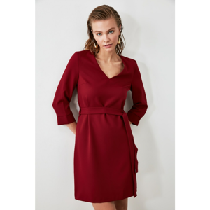 Trendyol Burgundy Belt Dress