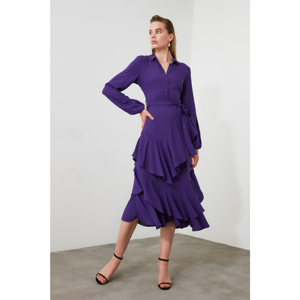 Trendyol Purple Belted Frill dress