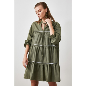 Trendyol Khaki Ribbon Detailed Wide Cut Dress