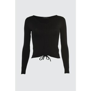 Trendyol Black Tie Detailed Knitted Blouse