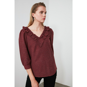 Trendyol Burgundy Neck Line Detailed Blouse