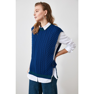 Trendyol Navy Knitting Detailed Knitwear Sweater Blouse