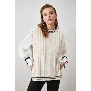 Trendyol Beige Knitted Detailed Knitwear Sweater