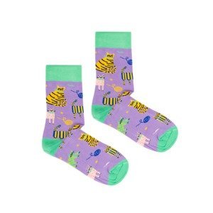 Kabak Unisex's Socks Patterned Cats Violet