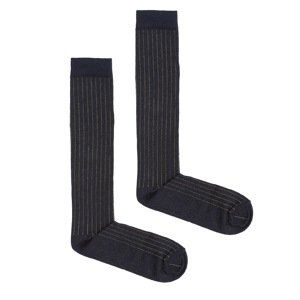 Kabak Unisex's Socks Long Ribbed Navy Blue