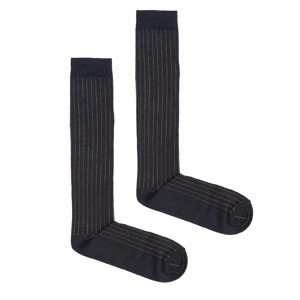 Kabak Unisex's Socks Long Ribbed Navy Blue