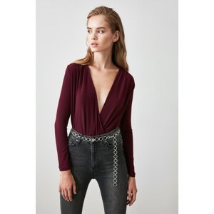 Trendyol Plum Double Breasted Collar Knitted Body