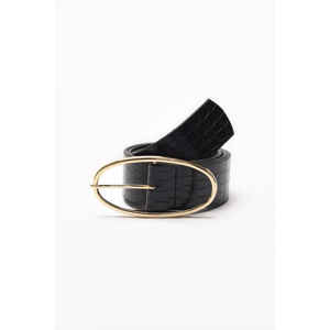 Trendyol Black Buckle Croco Leather Looking Belt