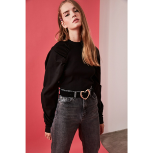 Trendyol Black Heart Buckle Suede Belt